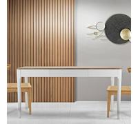 Dmora - Table Fixe Besozzo, Etagère de Cuisine, Consolle à Manger, Table rectangulaire Fixe, 180x60 h80 cm, Blanc et Marron