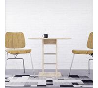 Dmora Table fixe Bezedek 76 x 76 x 74 cm marron chêne 4 places détails en métal, forme carrée