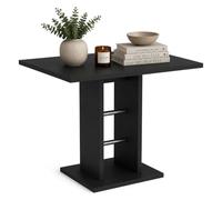 Dmora Table fixe Bezedek 76 x 76 x 74 cm, noir anthracite, 4 places, détails en métal, forme carrée