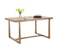 Dmora - Table Fixe Bisenti, Etagère de Cuisine, Consolle à Manger, Table rectangulaire Fixe, Or et Marron, 150x90 h78 cm