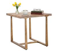 Dmora - Table Fixe Bisenti, Etagère de Cuisine, Consolle à Manger, Table rectangulaire Fixe, Or et Marron, 80x80 h76 cm
