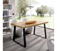 Dmora - Table Fixe Campello, Etagère à Manger Polyvalente, Table rectangulaire de Cuisine ou de Salle à Manger, 140x90h75 cm, Chêne Nodi