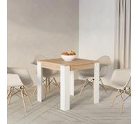 Dmora Table fixe Chaibasagiri 80 x 80 x (H) 76 cm marron chêne noeuds 4 places étagère effet veiné, forme carrée