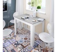 Dmora - Table fixe Lowell, Etagère de salle à manger, Table console moderne pour salon ou cuisine, 109x67x78 cm, Blanc et Ciment