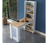Dmora - Table Fixe Talitha, étagère de Cuisine, Console pour Salle à Manger, étagère rectangulaire Fixe, 120x54h154 cm, Noyer et Blanc