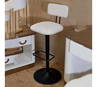 Dmora Tabouret Claremead 41 x 48 x 85 cm de haut, blanc crème, réglable avec dossier, rembourré