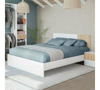 Dmora - Tête de lit Yuma, Tête de lit avec 2 Tables de Chevet, Ensemble de Chambre à Coucher, 266x34h89 cm, Blanc et Chêne