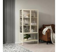 Dmora - Vitrine Avocado, Buffet d'exposition, Vitrine Polyvalente, Buffet de Salon, 80x35 h160 cm, Crème