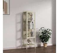 Dmora - Vitrine Prugna, Buffet d'exposition, Vitrine Polyvalente, Buffet de Salon, 42x35 h160 cm, Crème