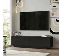 Dmora Zaur - Buffet de Salon Bas pour TV - Base Murale - 140 x 36 x 38 cm - Noir