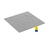 DMX - Lot de 20 plaques perforées plates - Connecteur d'angle en acier - Plaque perforée en fer plat - Plaque de jonction pour meubles - Équerre de montage galvanisée - PP - Argent, 100 x 100 x 2,0 mm