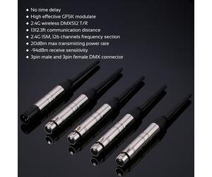 DMX512 2.4G ISM Wireless 5PCS Transmitter Receiver Kit for Party DJ Show Club Disco KTV Stage Light