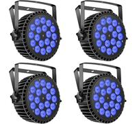 DMX512 LED Par Lumière, 4pcs 18 LED 200W 4 en 1 RGBW de Scène, Son/Maître Esclave DJ Disco pour Fête, Concert, Halloween, Noël, Mariage, Club