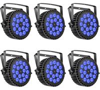 DMX512 LED Par Lumière, 6pcs 18 LED 200W 4 en 1 RGBW de Scène, Son/Maître Esclave DJ Disco pour Fête, Concert, Halloween, Noël, Mariage, Club