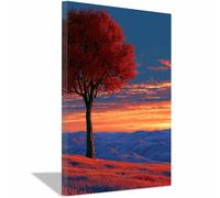 DMZPKZB Decoration Murale Arbre De Vie Coloré Arbre d’automne arc-en-ciel vibrant Moderne Impression Sur Toile Image,Nature Tableaux Decoratifs Muraux,Salon Chambre (Multicolore)-60x90cm Encadrée