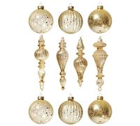 DN DECONATION Lot de 10 décorations de Noël en Verre Mercure, décoration Vintage en Forme de Goutte d'eau et de Boule, décorations à Suspendre pour Sapin de Noël, Mariage d'hiver, fête, Maison de