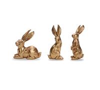 DN DECONATION Lot de 3 Petites Figurines de Lapin en résine dorée - Décoration de Table de Pâques Vintage