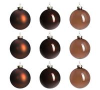 DN DECONATION Lot de 9 Boules de Noël en Verre Marron à Suspendre pour décoration de Sapin de Noël, Halloween, Cadeau de fête de Mariage - 8 cm