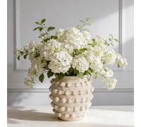 DN DECONATION Vase à fleurs beige, 16 cm, vase rustique bohème pour | Petit vase rustique texturé, vase décoratif en ciment avec nœuds en corde pour salon, centre de table, étagère, cheminée