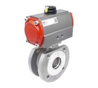 DN20 PN40 Vanne à Bille 2 Voies à Brides, 1 Pièce, en Acier Inoxydable avec Actionneur Pneumatique Double Effet