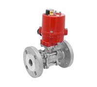 DN25 PN40 Vanne à Bille 2 Voies à Brides, 3 Pièces, en Acier Inoxydable avec Actionneur Électrique 100-240 V AC