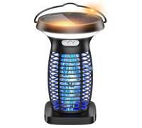 Dnenellr Zapper électrique 3500 V, tue-moustiques solaire avec lumière LED UV, lampe anti-insectes 2 en 1 pour l'intérieur et l'extérieur, rechargeable par USB, design suspendu à 360° avec plateau
