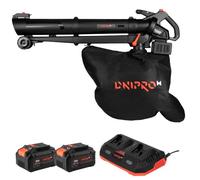 Dnipro-M Aspirateur souffleur broyeur de Feuilles sans Fil DVB-200BC Dual | Moteur brushless 20V, 245 km/h, broyage 15:1, mode Turbo, sac 45 L, 2 batteries 8Ah et chargeur double