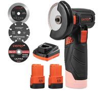 DNIPRO-M - Mini Meuleuse Sans Fil CG-12BC Ultra 12 V - 18 500 RPM Brushless, 2 Batteries 2 Ah, 7 Disques 76 mm, Sécurité Anti-Surcharge & Friction Stop, Carter Réglable - Compacte & Polyvalente