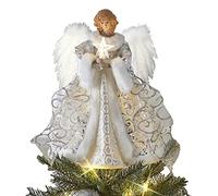 D'Noël Ange Lumineux, Décoration Fée avec Ailes en Plumes, Pendentif Ange, Sapin de Noël, 30 Cm Haut