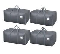 Dntorx Lot de 4 sacs de déménagement résistants et imperméables de 120 L avec fermeture éclair pour vêtements, déménagement, camping, outils de jardin, conteneurs de rangement de Noël