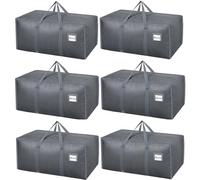 Dntorx Lot de 6 grands sacs de déménagement imperméables et résistants de 120 L avec fermetures éclair pour le rangement de vêtements, les déménagements, le camping, les outils de jardin