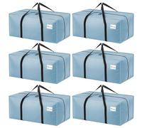Dntorx Lot de 6 sacs de déménagement robustes de 120 L, sac de rangement étanche pour vêtements, déménagement, voyage, camping, outils de jardin, conteneurs de rangement de Noël, bleu clair