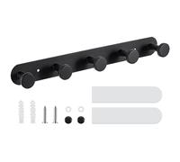 Dntorx Patère murale adhésive avec 5 crochets pour salle de bain, chambre à coucher, salon, porte - Noir