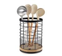 Doafoce Rangement Ustensiles Cuisine Porte Ustensiles Cuisine Couverts en Acier Inoxydable Panier à Couverts Rond Grand Pot Ustensiles, Rotatif, Noir