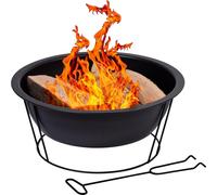 dobar® 35419 Lund Brasero avec Pied - Feu de terrasse en Acier - Feu de Jardin Rond - Panier à feu de Jardin - Diamètre : 52 x 23 cm - Noir