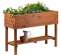 dobar 58130FSCe - Grande jardinière surélevée avec Plateau - Jardinière surélevée en Bois - Jardinière pour Balcon, Jardin, terrasse, 117 x 40 x 80 cm