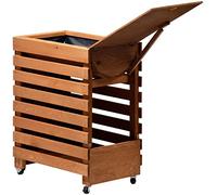 dobar 58161FSCe Jardinière surélevée en Bois sur roulettes (pin, Marron) avec Fond, kit de semis de légumes, Herbes, à Installer dans Le Jardin et sur Un Balcon M (58x36x71cm) - rollbar Marron