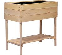 dobar 58176FSCe Large Jardinière surélevée en Bois avec étagère - Kit de Construction pour légumes - Herbes dans Le Jardin et Le Balcon - L (80 x 40 x 78 cm) - Naturel