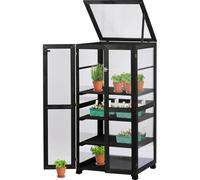 dobar® 58557FSCe Grande Armoire de Culture Dome - Serre avec 4 étagères pour l'intérieur et l'extérieur - en Bois Massif - 56 x 52 x 110 cm - Anthracite