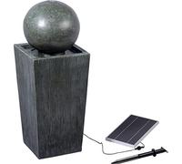 dobar® 96104e Design Apollon Fontaine solaire pour terrasse, avec éclairage LED, en polyrésine, décorative, en pierre artificielle, 30 x 30 x 78,5 cm, grise