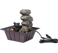 dobar® 96413e Fontaine de Table, Design, en polyrésine avec Pierres décoratives, Petite Fontaine, Jeu d'eau décoratif pour Salon, Bureau, intérieur - Fontaine décorative - 20 x 20 x 21,5 cm - Gris