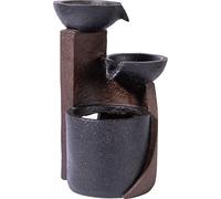 dobar® 96414e Fontaine de Table, Design à Trois Niveaux, en polyrésine, Petite Fontaine, Jeu d'eau décoratif pour Salon, Bureau, intérieur - Fontaine décorative - 14,2 x 14,2 x 22 cm - Gris