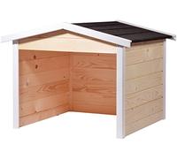 dobar® Garage pour Robot Tondeuse en Bois en kit - Abri pour Robot Tondeuse à Gazon avec Toit bitumé - 76 x 68 x 52 cm - Naturel/Blanc