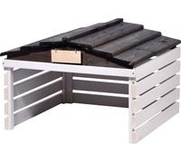Dobar Garage robot tondeuse bois, toit amovible, panneau personnalisable, 78,5×74×52,5 Blanc/Noir