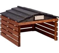 dobar® Garage pour Robot Tondeuse en Bois avec Toit Amovible, abri pour Robot à Gazon, avec Panneau Personnalisable, 78,5 x 74 x 52,5 cm, Marron/Noir