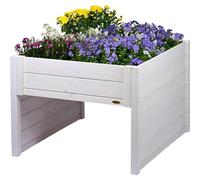 dobar® Grand Garage pour Robot Tondeuse en Bois avec bac à Plantes avec Film - Garage pour Tondeuse à Gazon - 79 x 73 x 56 cm - Blanc
