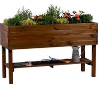 dobar® Grande jardinière surélevée avec Surface de Rangement - Jardinière avec Film pour Plantes - 117 x 40 x 70,5 cm - Pin - Marron