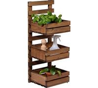 dobar® Green Label 58388FSCe - Échelle à fleurs à 3 niveaux pour montage mural - Étagère murale flexible en bois robuste - Escalier pour jardin/terrasse/balcon - 29,5 x 26,5 x 74,5 cm - Marron