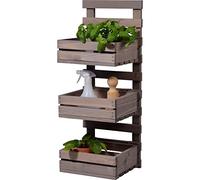 dobar® Green label 58388FSCe - Échelle à fleurs à 3 niveaux pour montage mural - Étagère murale flexible en bois robuste - Escalier pour jardin/terrasse/balcon - 29,5 x 26,5 x 74,5 cm - Gris