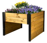 dobar® Green Label Garage pour Robot Tondeuse en Bois avec bac à Plantes et Laine de Mouton - Abri Automobile Bicolore - 79 x 73 x 56 cm - Noir/Marron